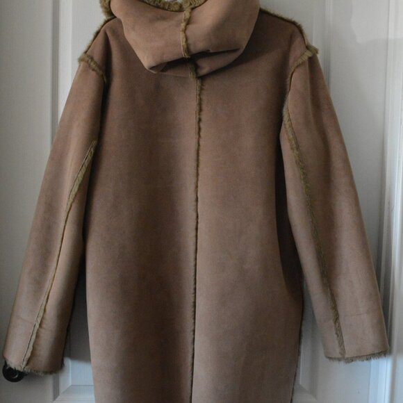Dennis Basso Faux and Faux Suede Reversible Hooded Coat size Large - Picture 3 of 8